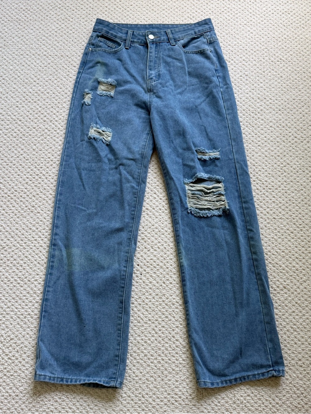 SHEIN Women's Blue Distressed Relaxed Jeans size medium